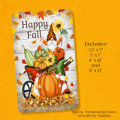 Makiko Exclusive Sign * Happy Fall Gnomes * Vertical * 4 Sizes * Lightweight Metal