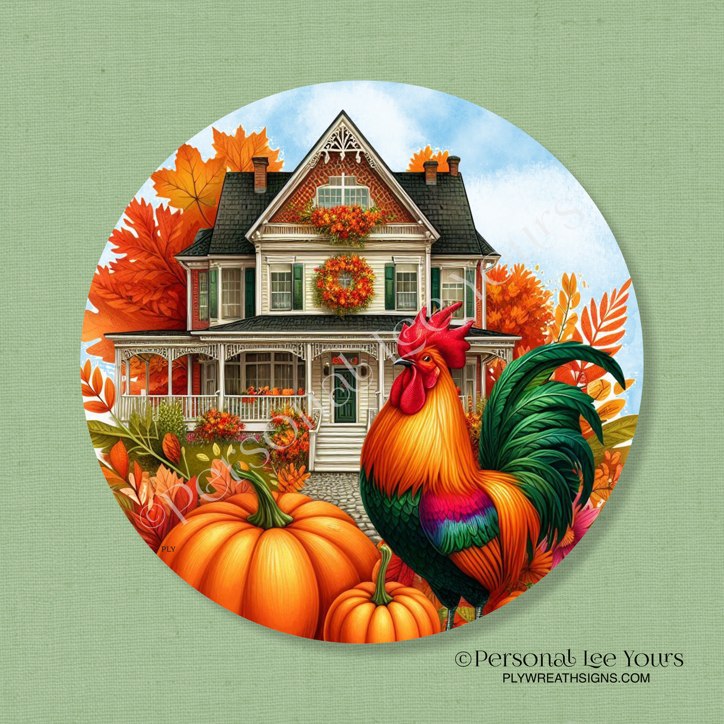 Wreath Sign * All Dressed Up For Fall * Round * Lightweight Metal