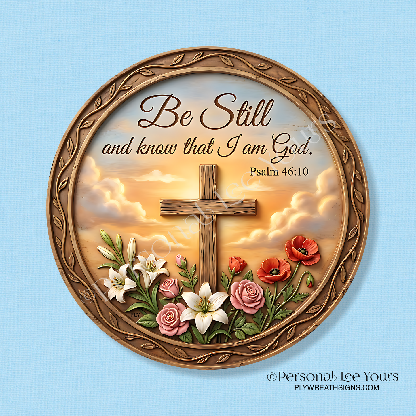 Wreath Sign * Be Still * Round * Lightweight Metal