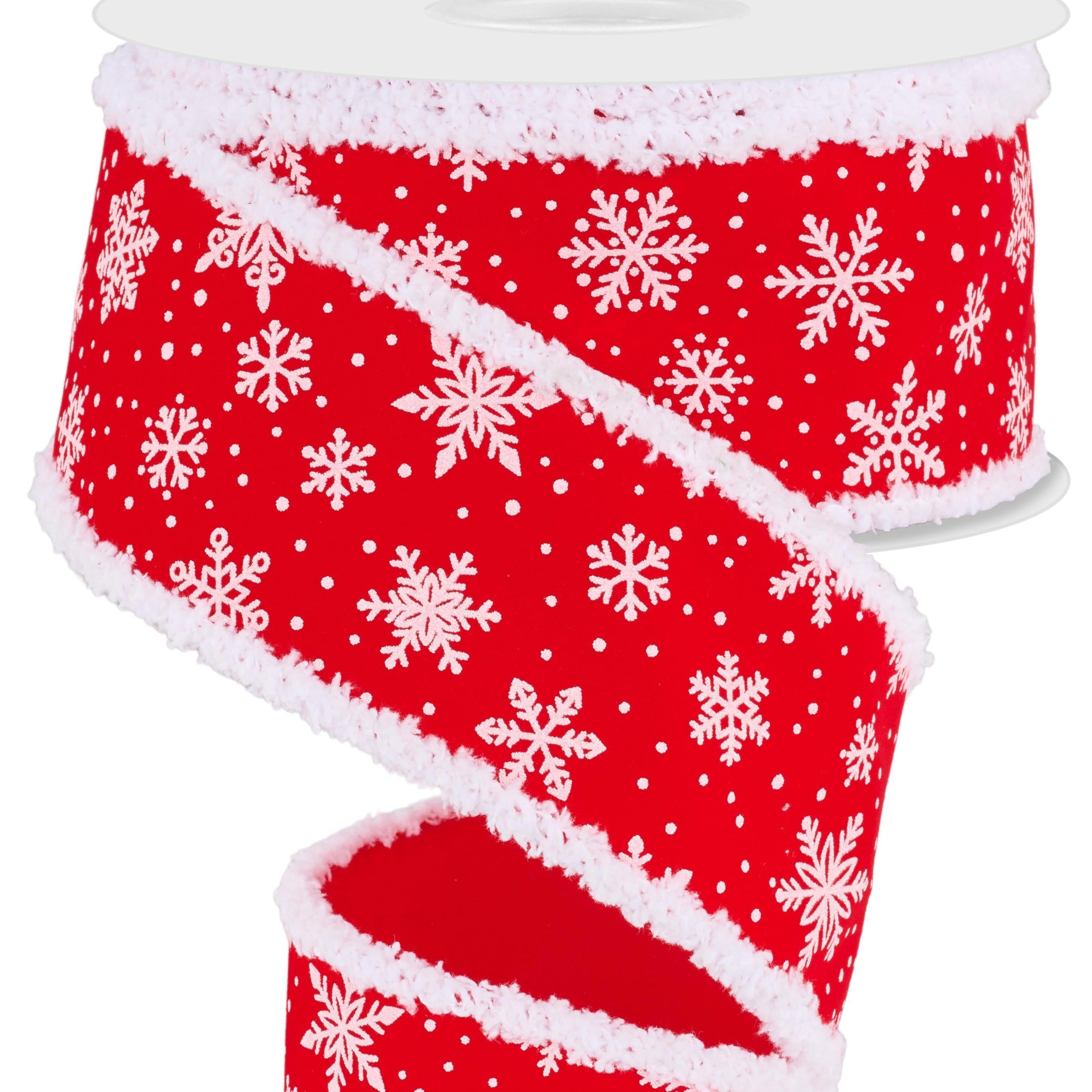 Wired Ribbon * Mini Snowflake on Velvet, Drift edge * Red and White Ca –  Personal Lee Yours