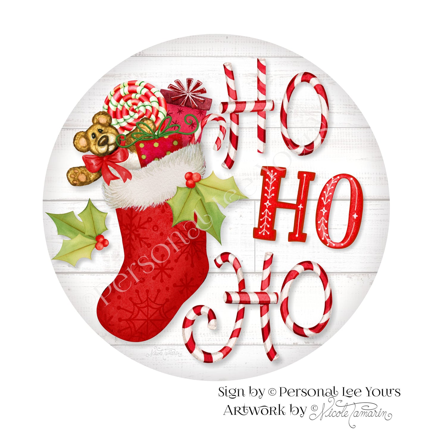 Nicole Tamarin Exclusive Sign * Candy Stripe Greeting * Round * Lightweight Metal