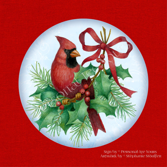 Stephanie Stouffer Exclusive Sign * Cardinal On Branch * Round * Lightweight Metal