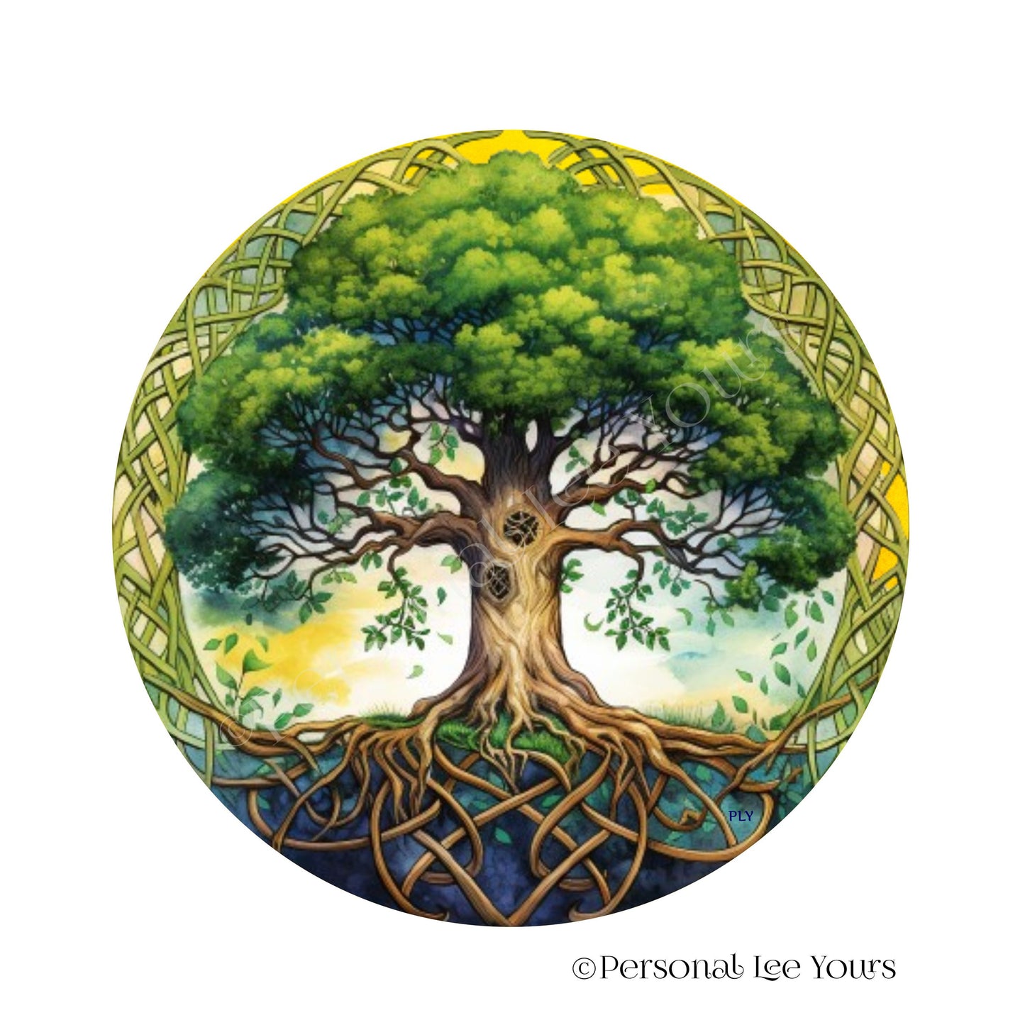 Wreath Sign * Celtic Tree Of Life * Round * Lightweight Metal