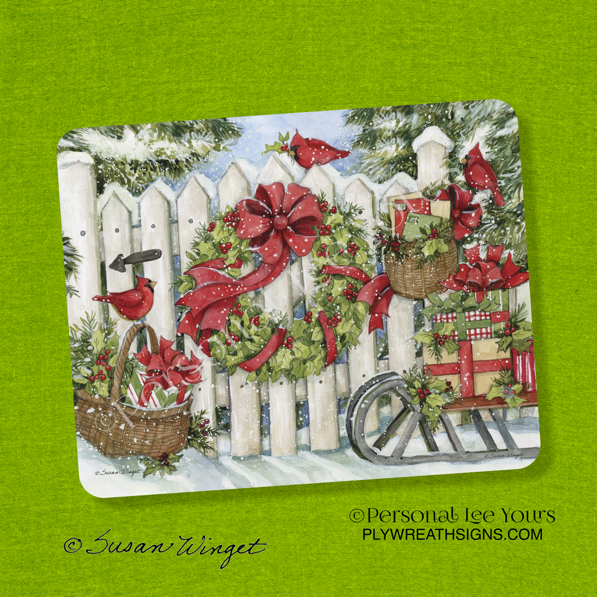 Susan Winget Exclusive Sign * Christmas Garden Gate * 2 Sizes * Lightweight Metal