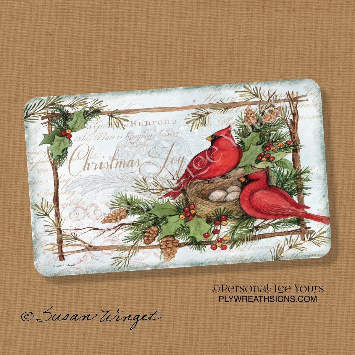 Susan Winget Exclusive Sign * Christmas Joy * 3 Sizes * Horizontal * Lightweight Metal