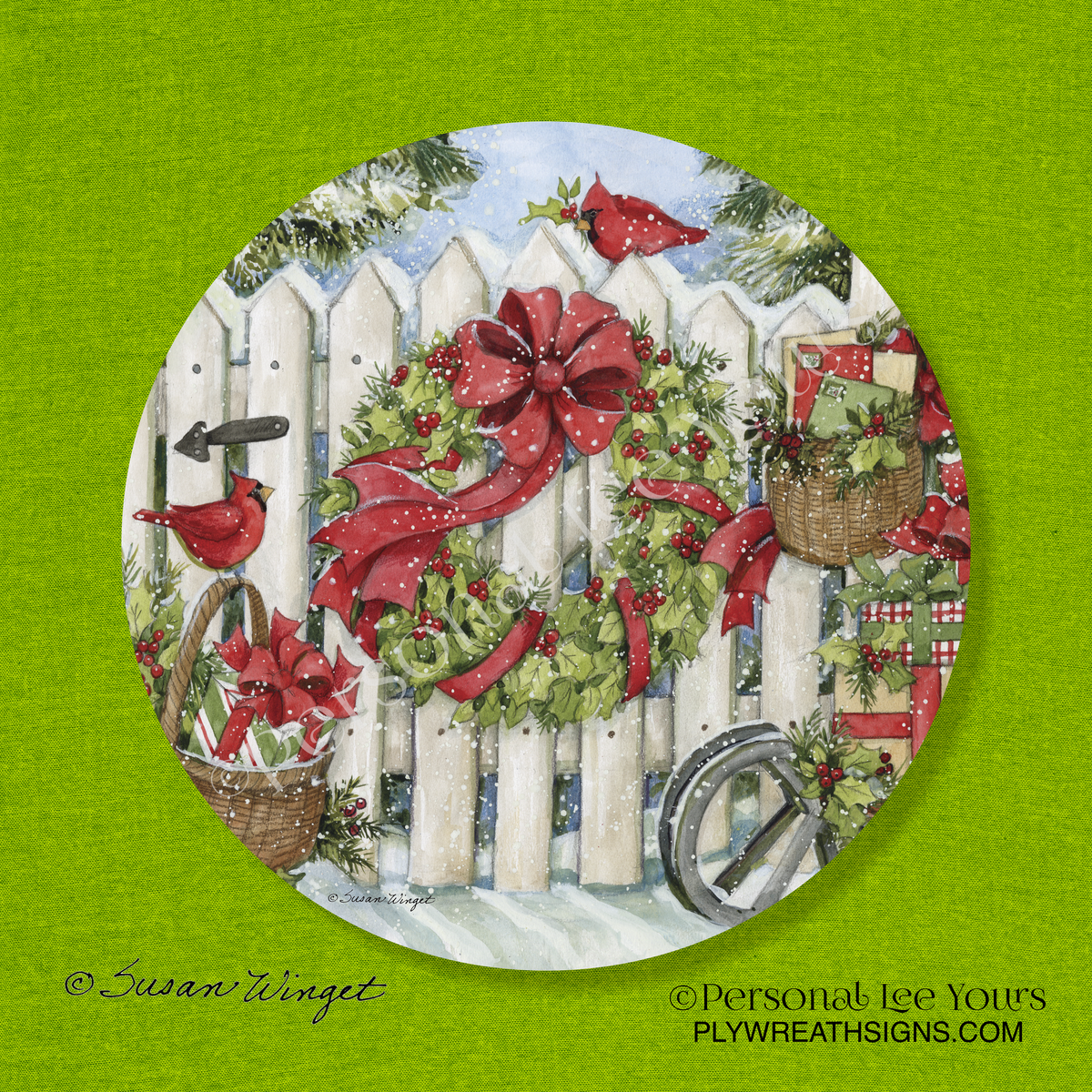 Susan Winget Exclusive Sign * Christmas Garden Gate * Round * Lightweight Metal