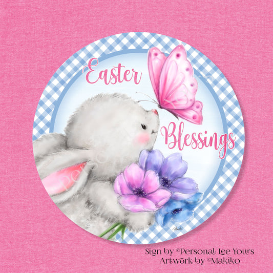 Makiko Exclusive Sign * Easter Blessings Bunny * Round * Lightweight Metal