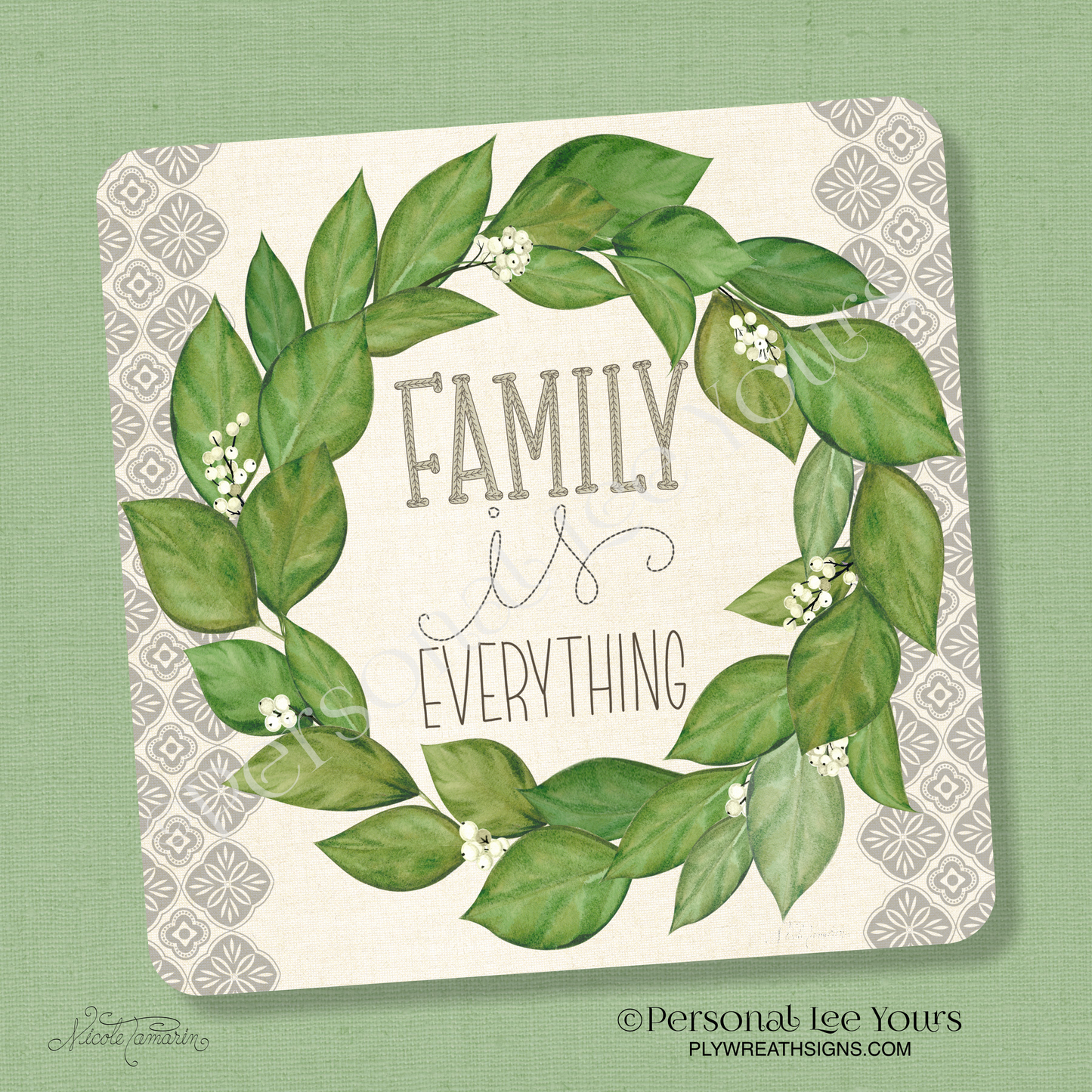 Nicole Tamarin Exclusive Sign * Family Is Everything * Square * 3 Sizes * Lightweight Metal
