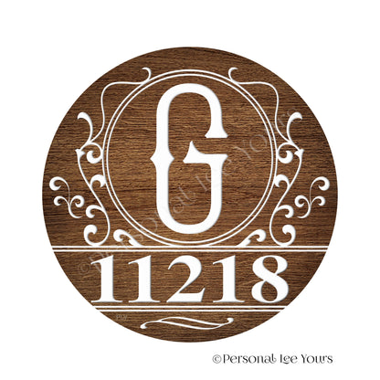 Personalized Wreath Sign * Fancy Monogram * "Your House Number" * Round * Lightweight Metal