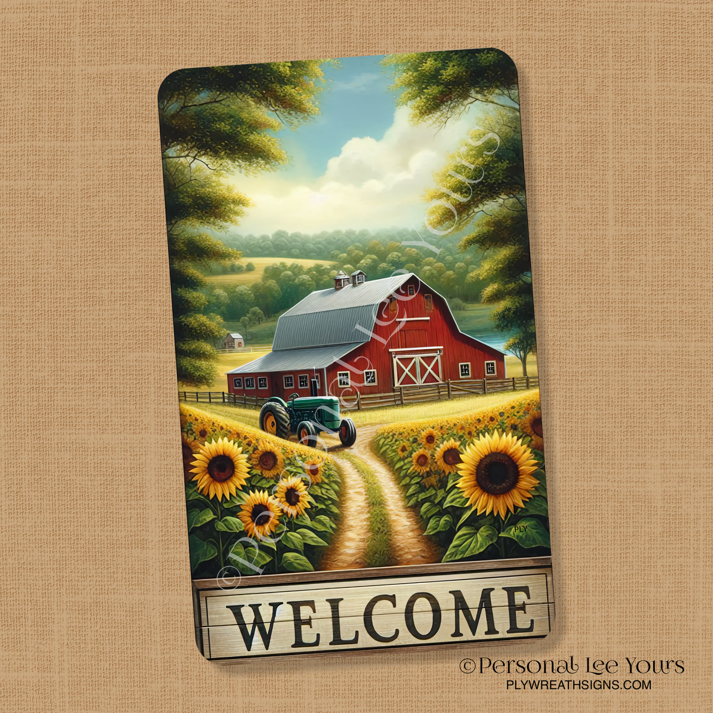 Wreath Sign * Farmyard Welcome * Vertical * 3 Sizes * Lightweight Metal