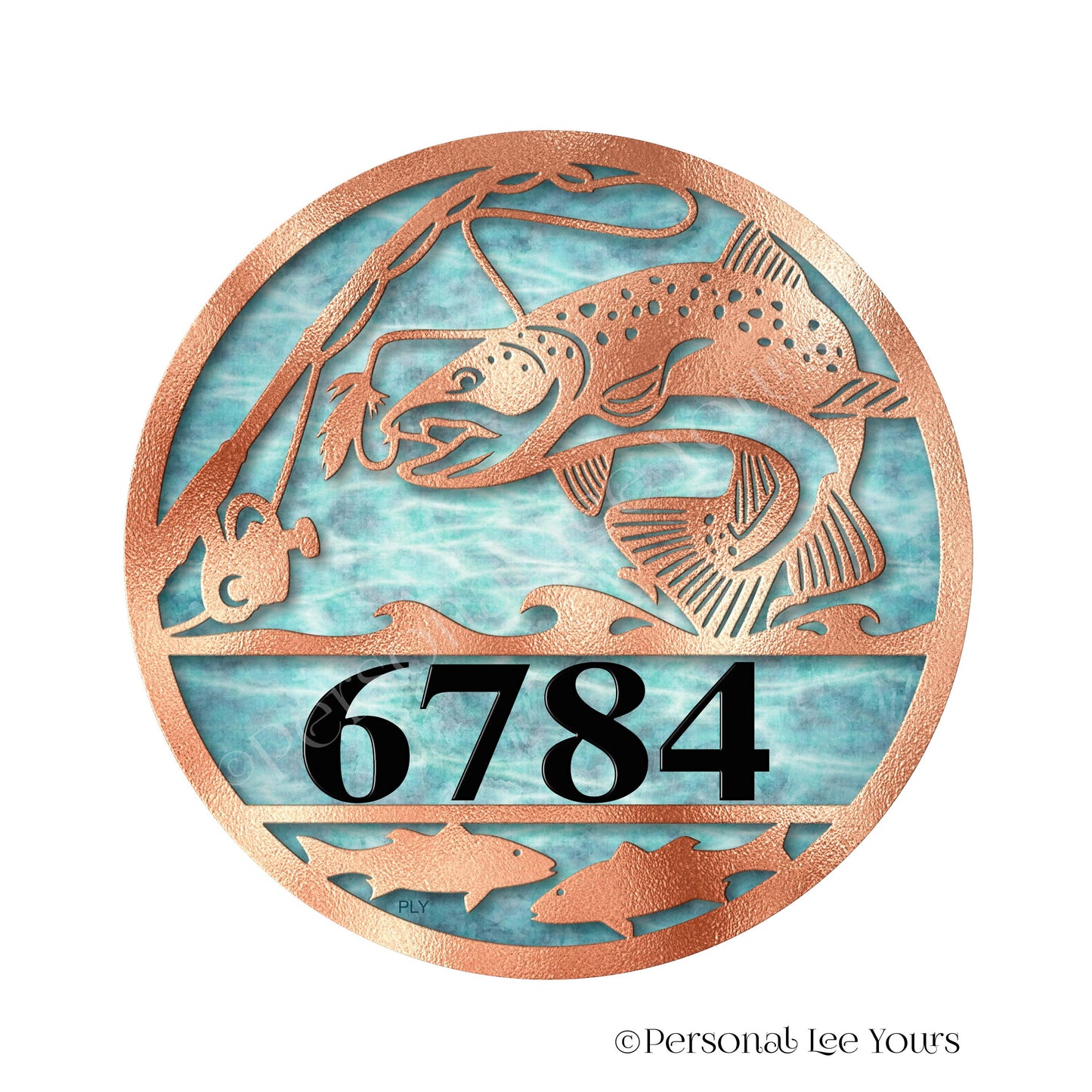 Personalized Wreath Sign * Fly Fishing * Your House Number * Round * Lightweight Metal