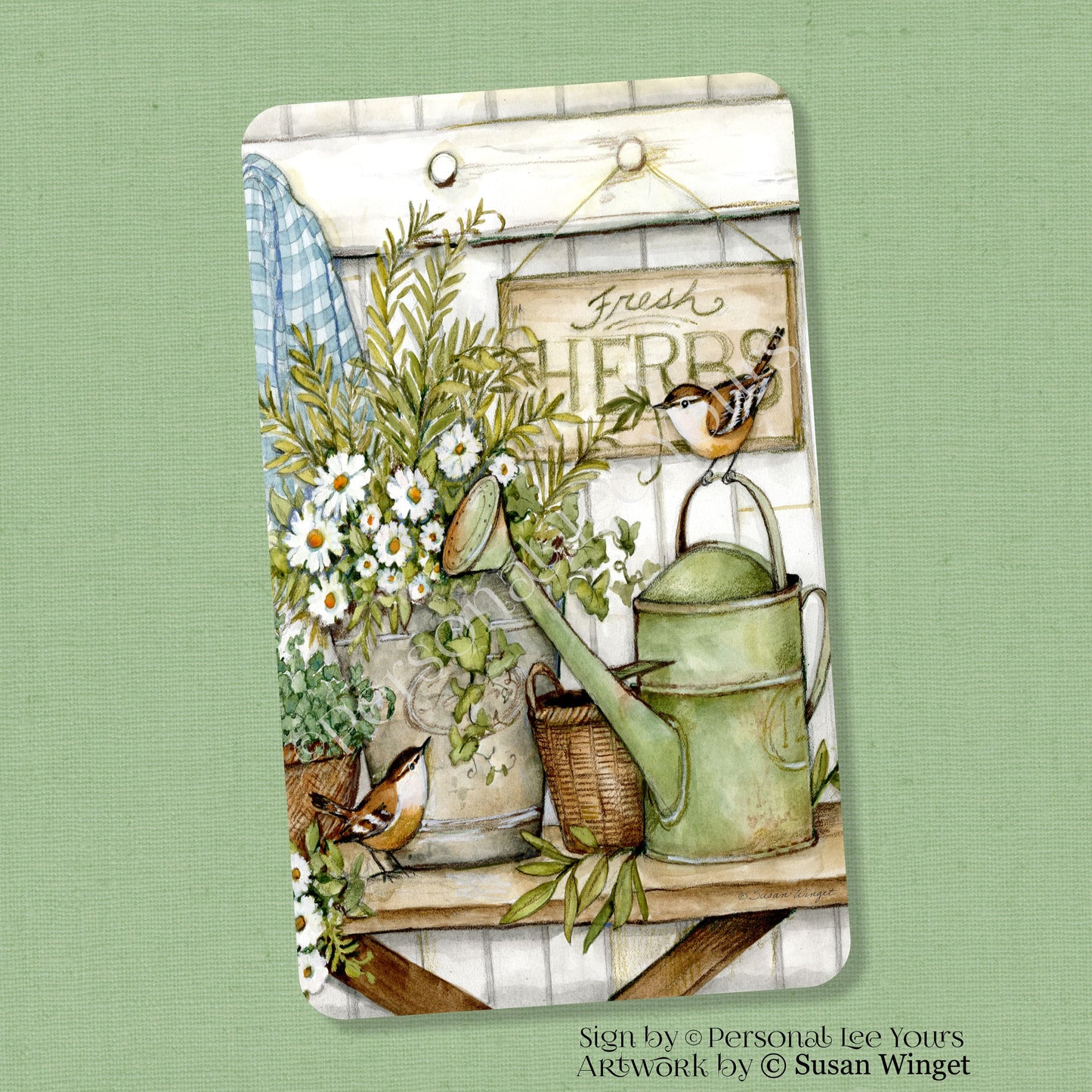 Susan Winget Exclusive Sign * Fresh Herbs * Vertical * 4 Sizes * Lightweight Metal