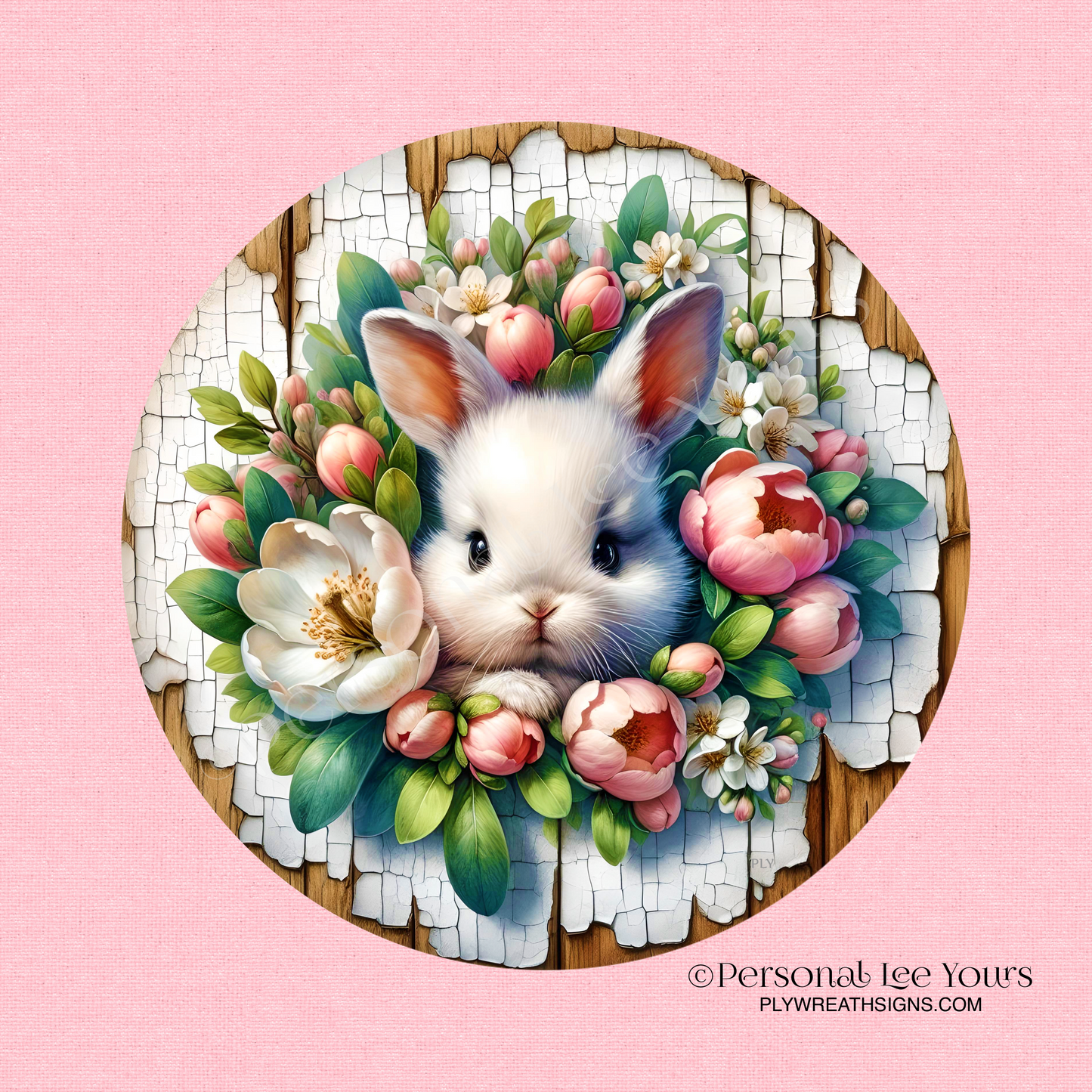 Wreath Sign * Garden Rabbit * Round * Lightweight Metal