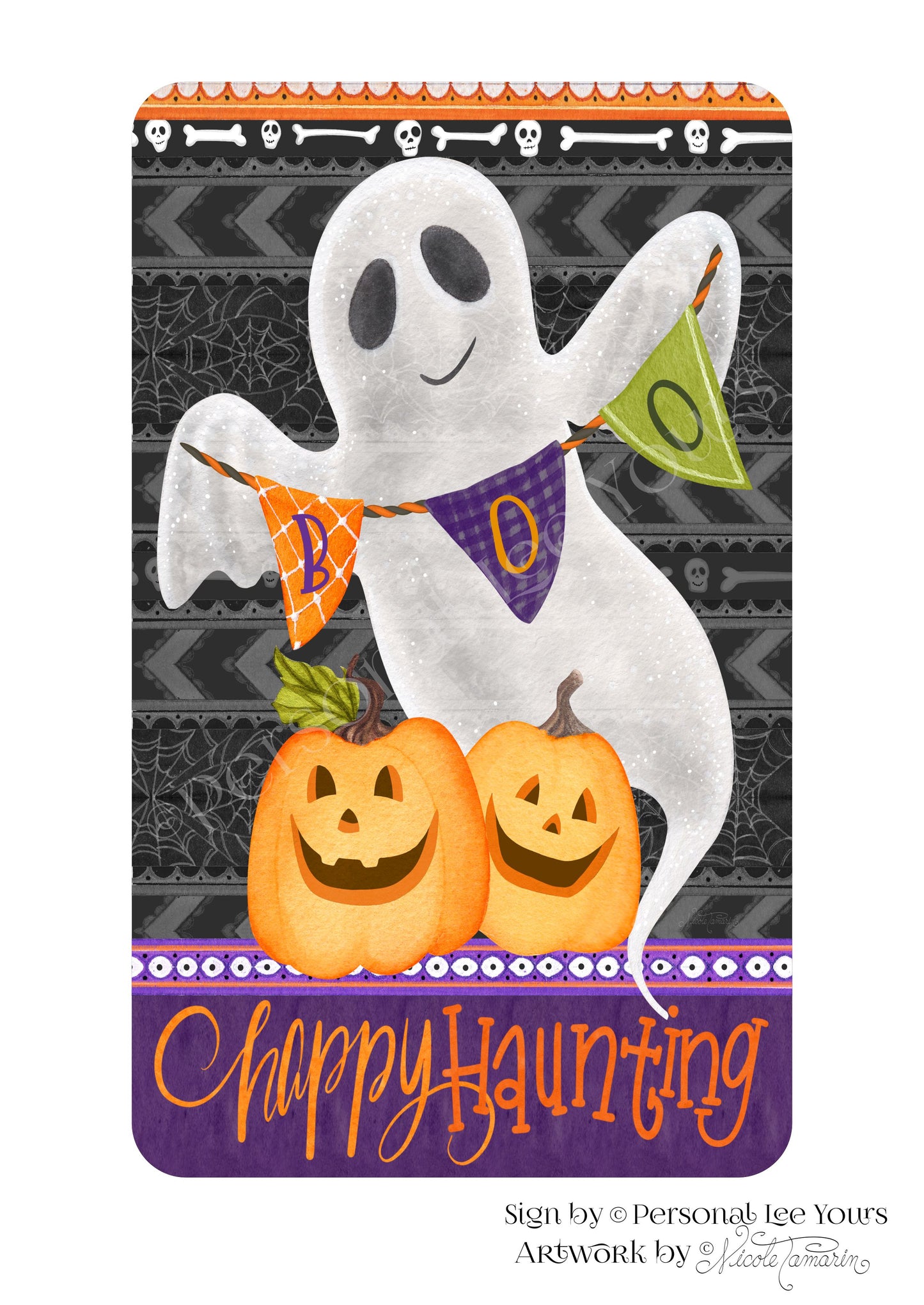 Nicole Tamarin Exclusive Sign * Get Spooky * Happy Haunting * Vertical * 4 Sizes * Lightweight Metal