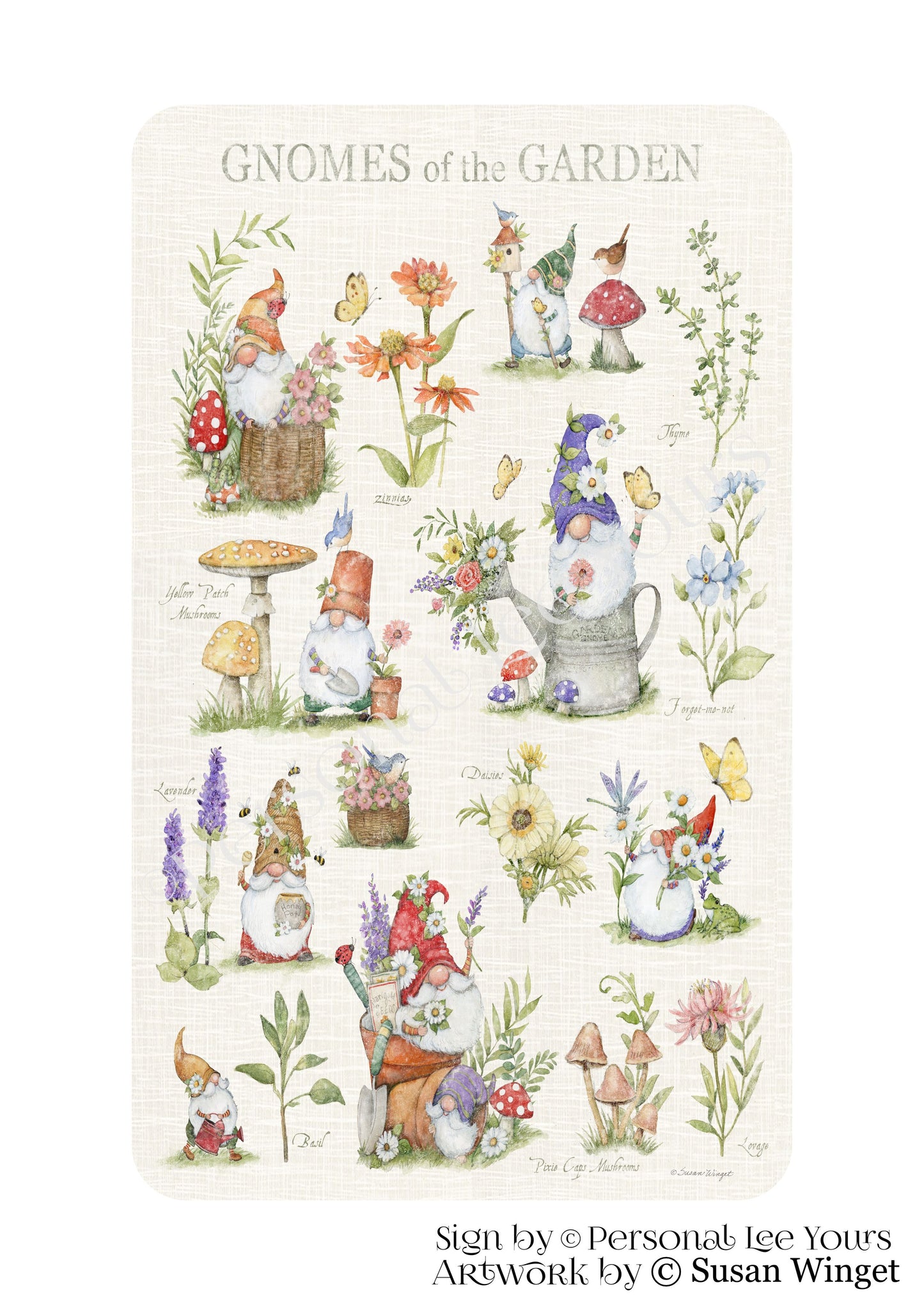 Susan Winget Exclusive Sign * Gnomes Of The Garden * 4 Sizes * Lightweight Metal