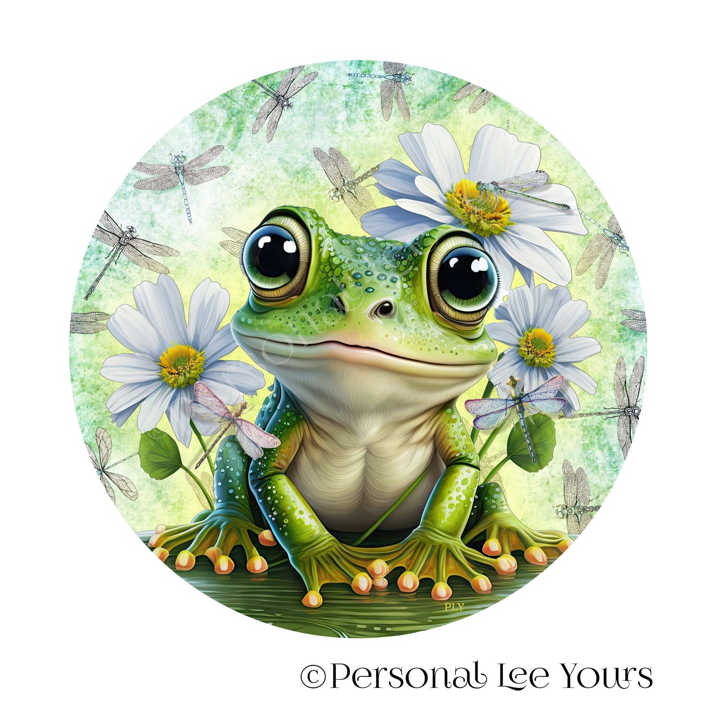 Wreath Sign * Happy Frog Welcome * Round* Lightweight Metal