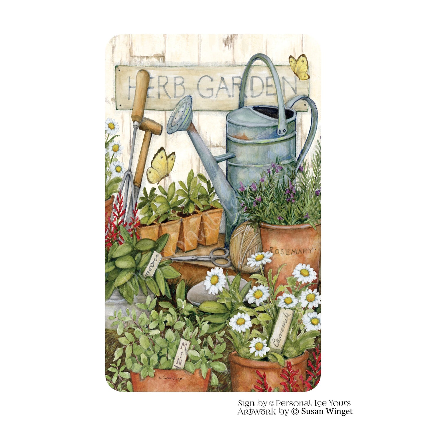 Susan Winget Exclusive Sign * Herb Garden * Vertical * Lightweight Metal