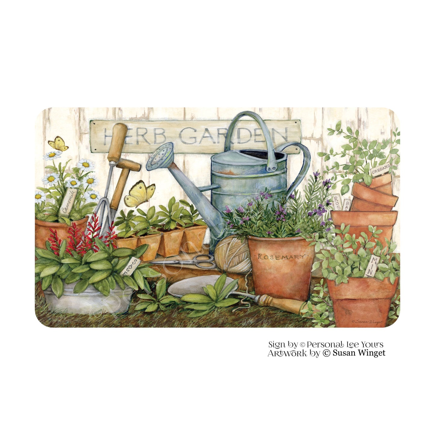 Susan Winget Exclusive Sign * Herb Garden * Horizontal * Lightweight Metal
