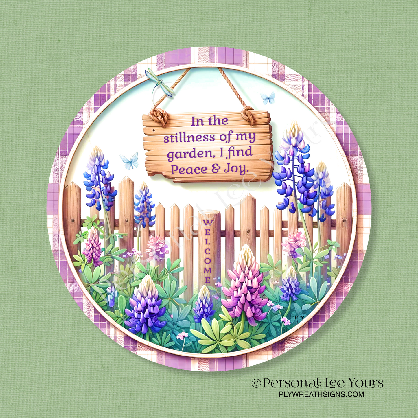 Wreath Sign * In The Stillness Of My Garden * Round * Lightweight Metal