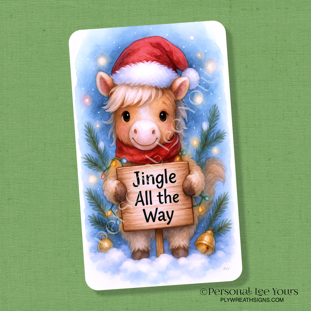 Wreath Sign * Jingle All The Way Horse * Vertical * 3 Sizes * Lightweight Metal
