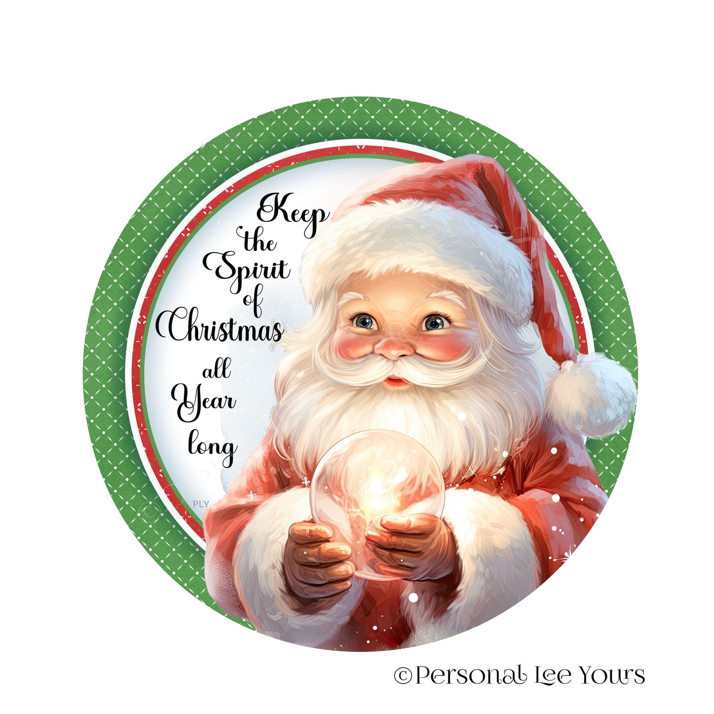 Holiday Wreath Sign * Spirit Of Christmas * Round * Lightweight Metal