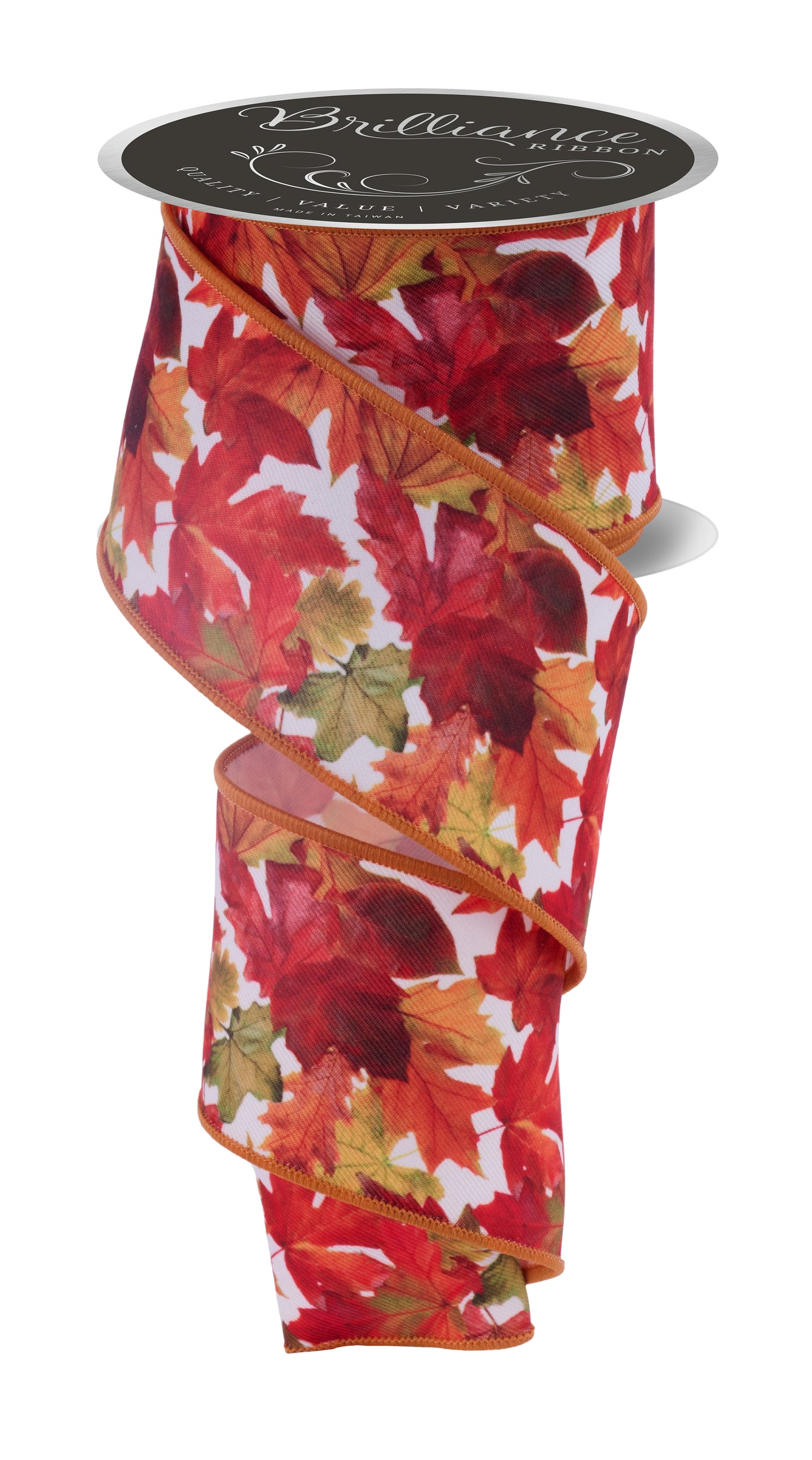 Brilliance Wired Ribbon * Fall Leaves * Multi Fall Colors * 2.5" x 10 Yards Canvas * LS1131C2