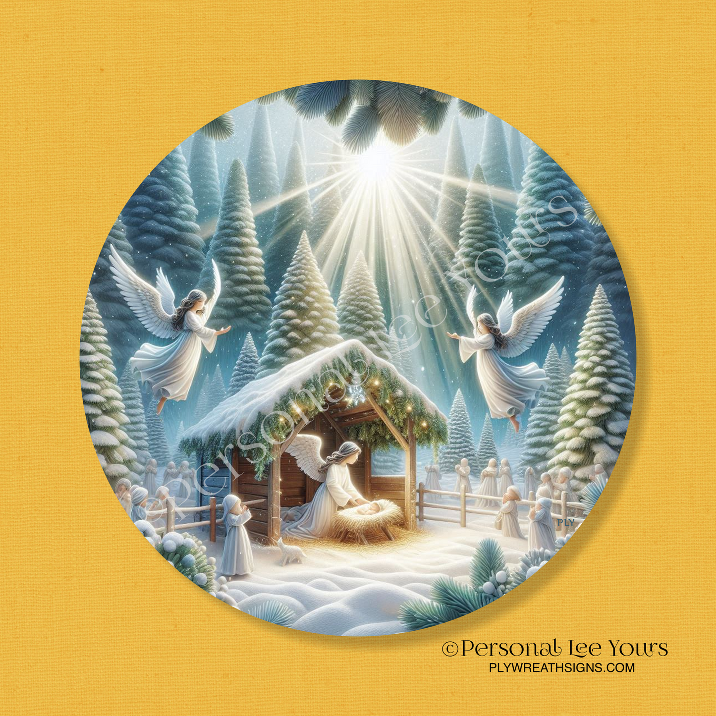 Holiday/Winter Wreath Sign * Let Us Adore Him * Round * Lightweight Metal