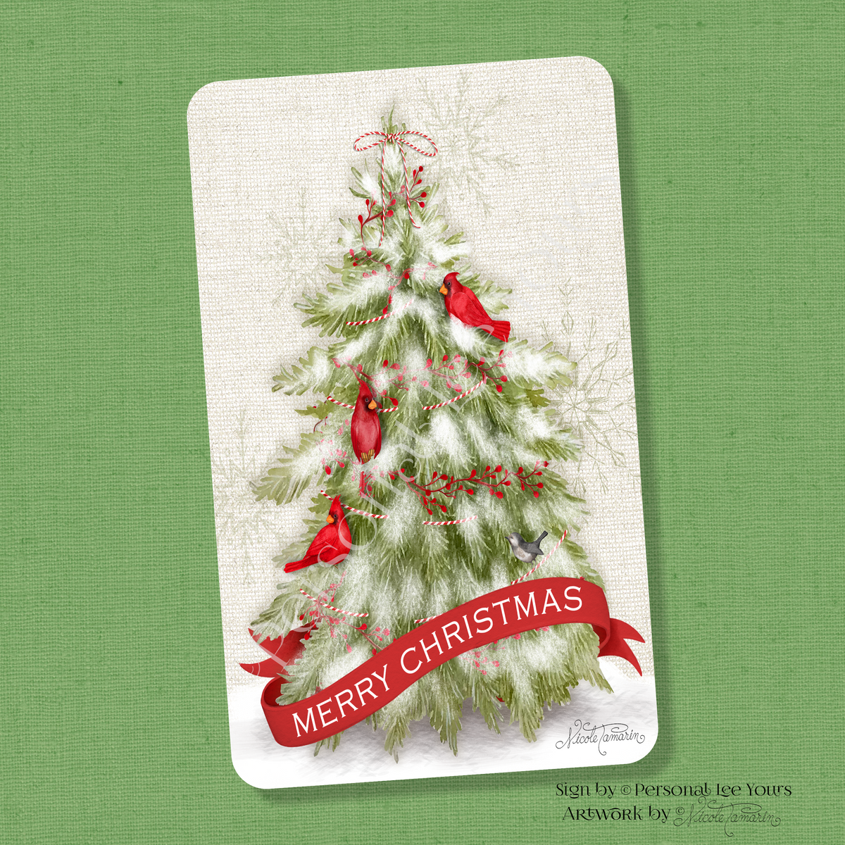 Nicole Tamarin Exclusive Sign * Merry Christmas Tree * Vertical * 3 Sizes * Lightweight Metal (Copy)