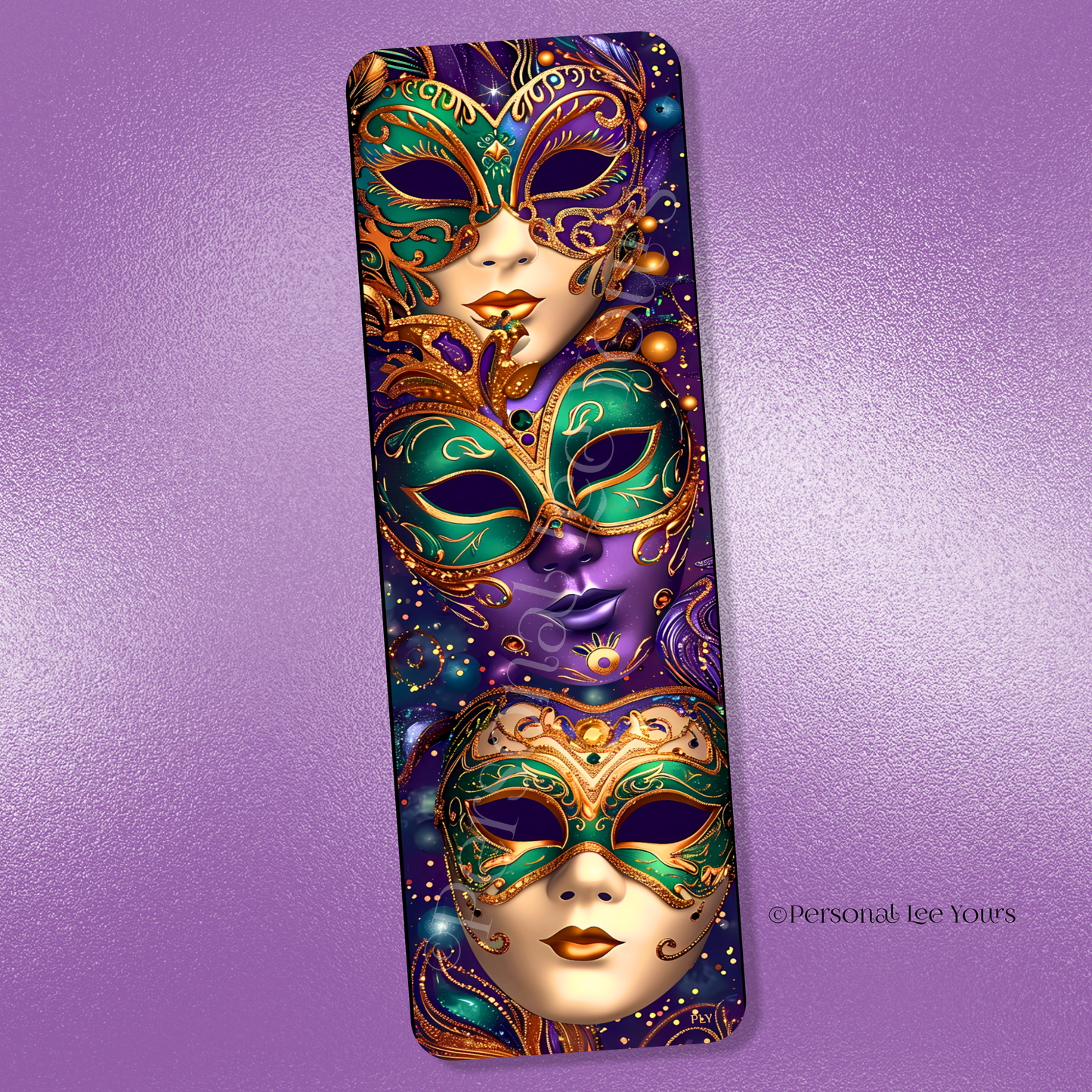 Wreath Sign * Banner * Mardi Gras Masks * 4" x 12" * Lightweight Metal