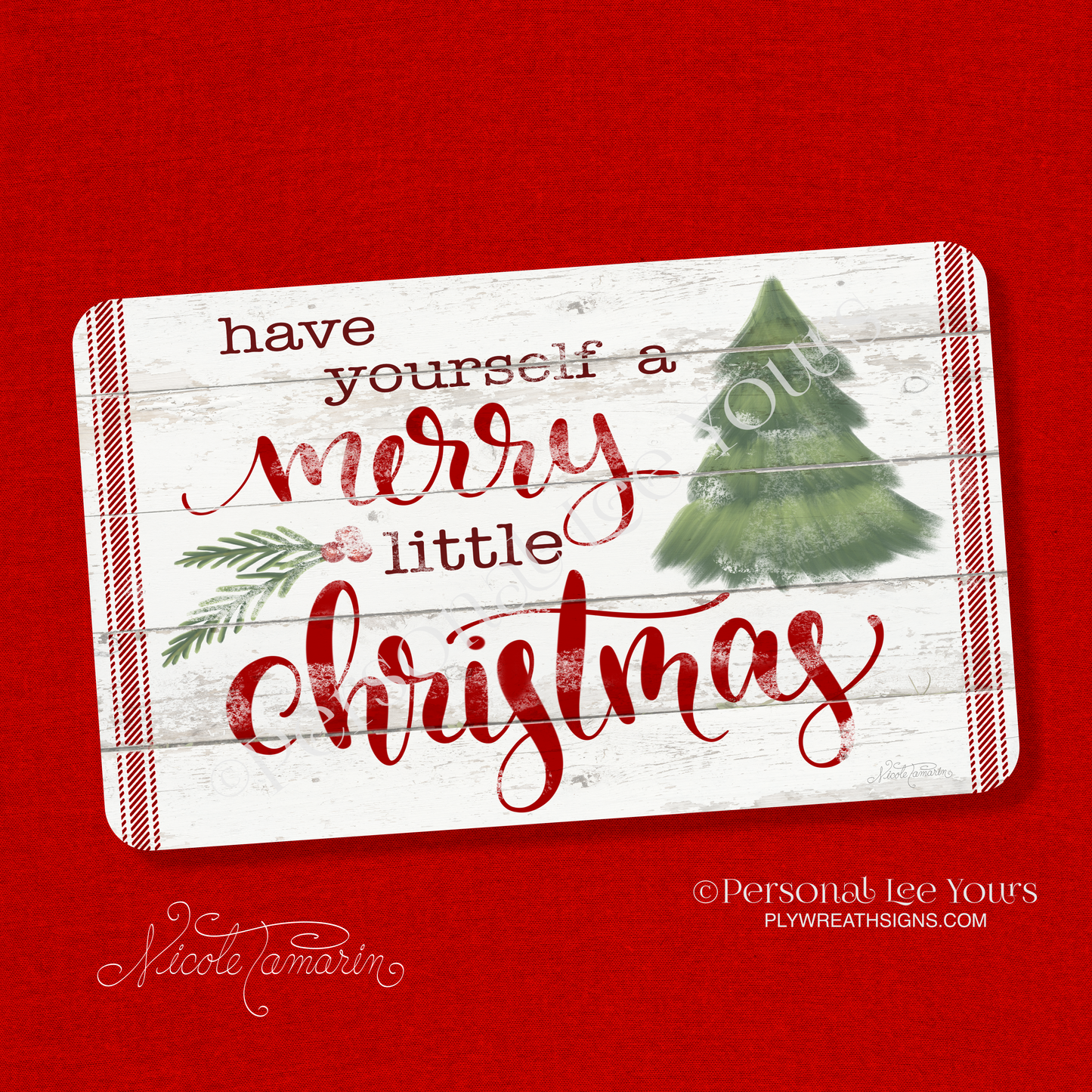 Nicole Tamarin Exclusive Sign * Merry Little Christmas * Farmhouse * Horizontal * 3 Sizes * Lightweight Metal