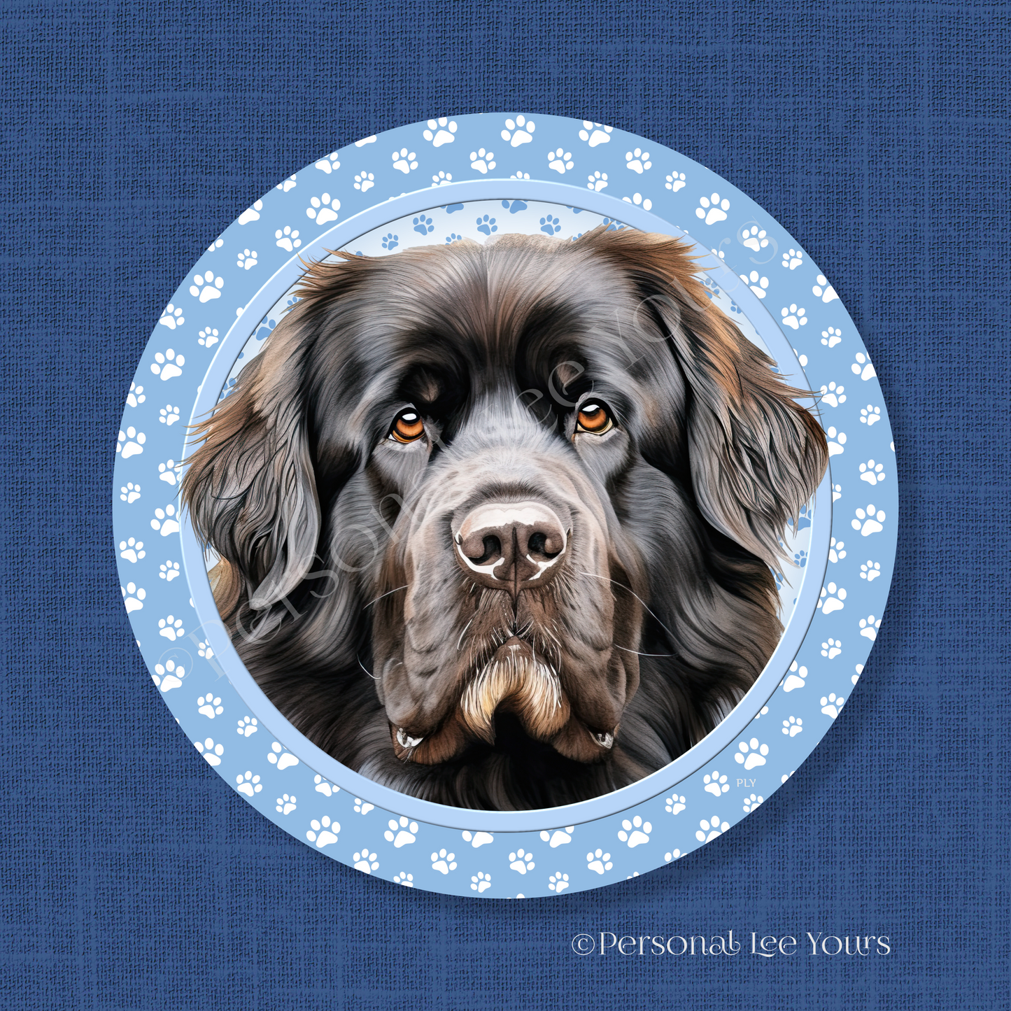 Dog Breed Wreath Sign * Newfoundland * Round * Lightweight Metal