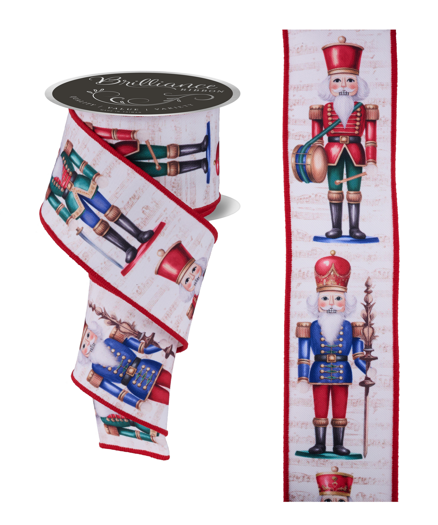 Brilliance Wired Ribbon * Nutcracker * Ivory, Multicolors * 2.5" x 10 Yards Canvas * LS10924N