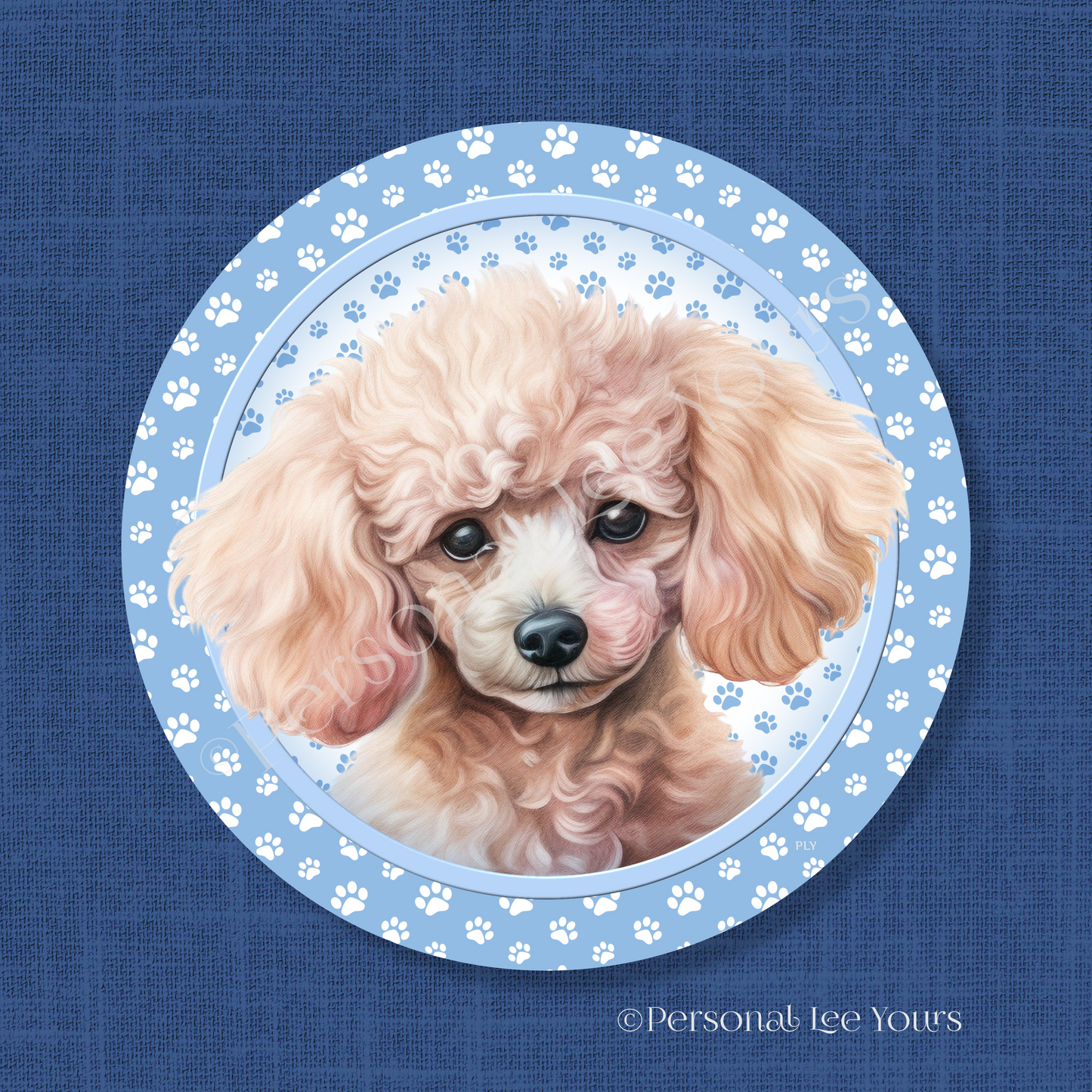 Dog Breed Wreath Sign * Poodle * Round * Lightweight Metal