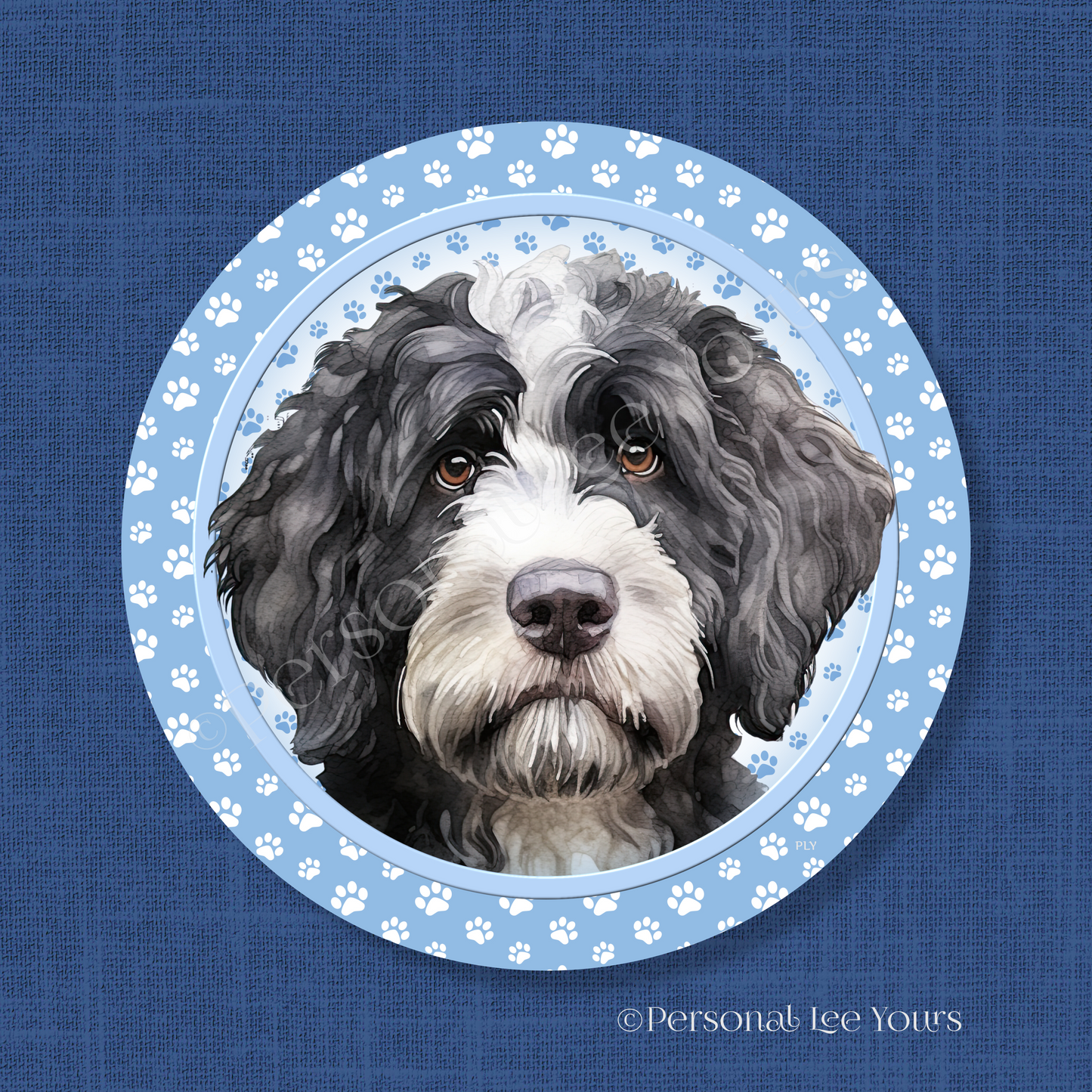 Dog Breed Wreath Sign * Portuguese Water Dog * Round * Lightweight Metal