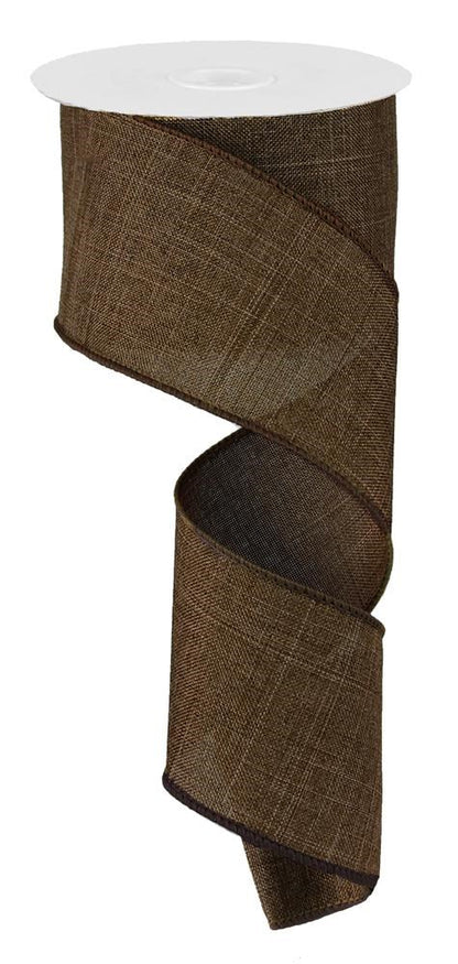 Wired Ribbon * Solid Brown Canvas  * 2.5" x 10 Yards * RG127904