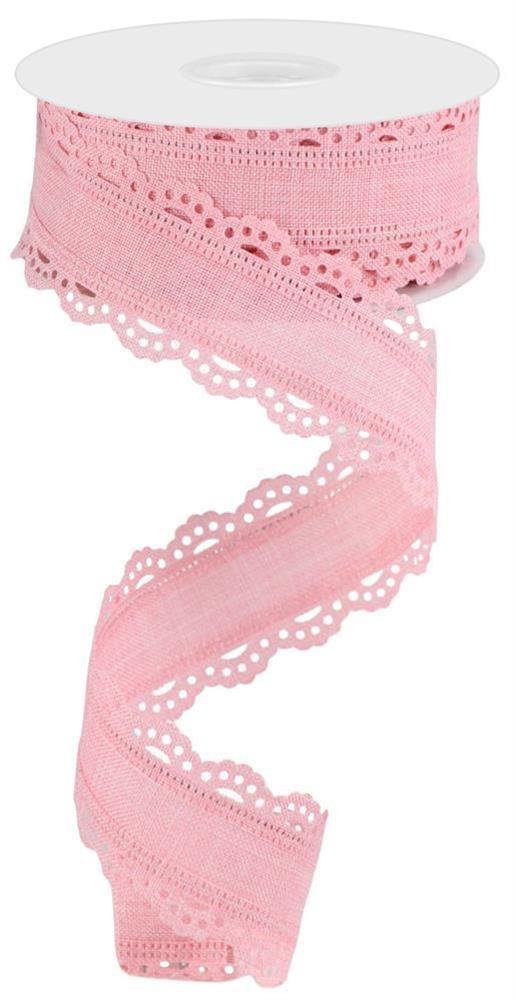 Wired Ribbon * Scalloped Edge * Solid Rose Pink Canvas * 1.5" x 10 Yards * RGC1302EH
