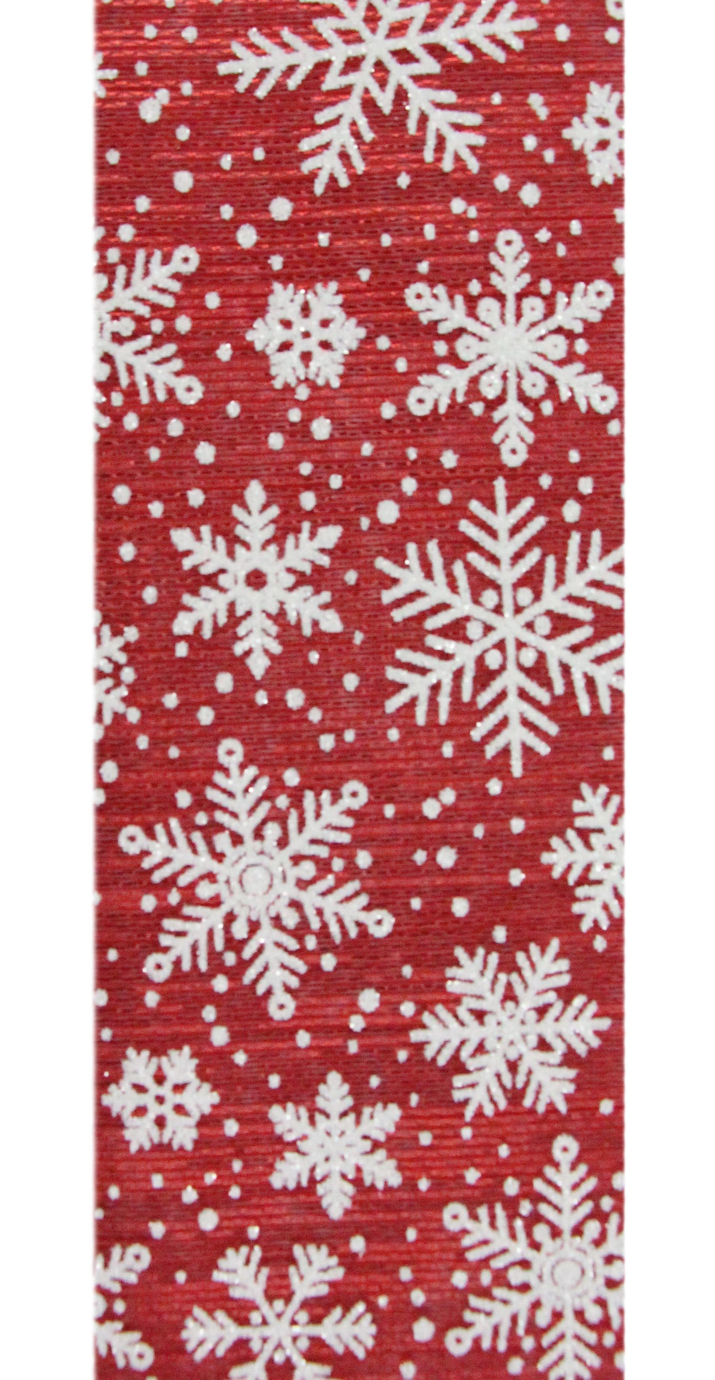 Wired Ribbon * Multi Snowflakes * Red and White Metallic Canvas * 2.5" x 10 Yards * RGE192024