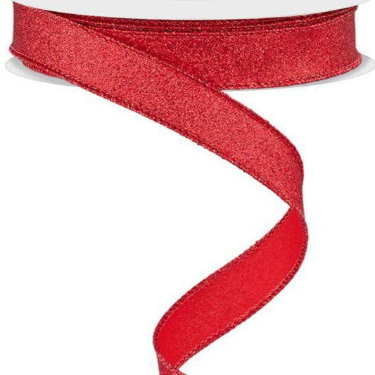 Wired Ribbon * Glitter  Red Shimmer * Canvas * 5/8" x 10 Yards * RGF108924