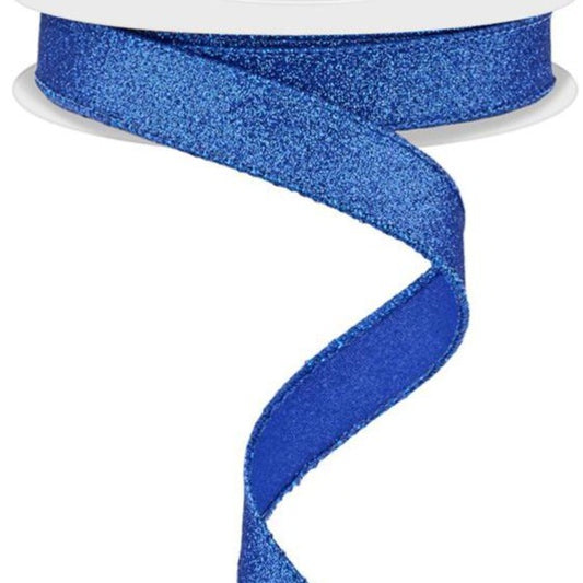 Wired Ribbon * Glitter Royal Blue Shimmer  Canvas * 5/8" x 10 Yards * RGF108925