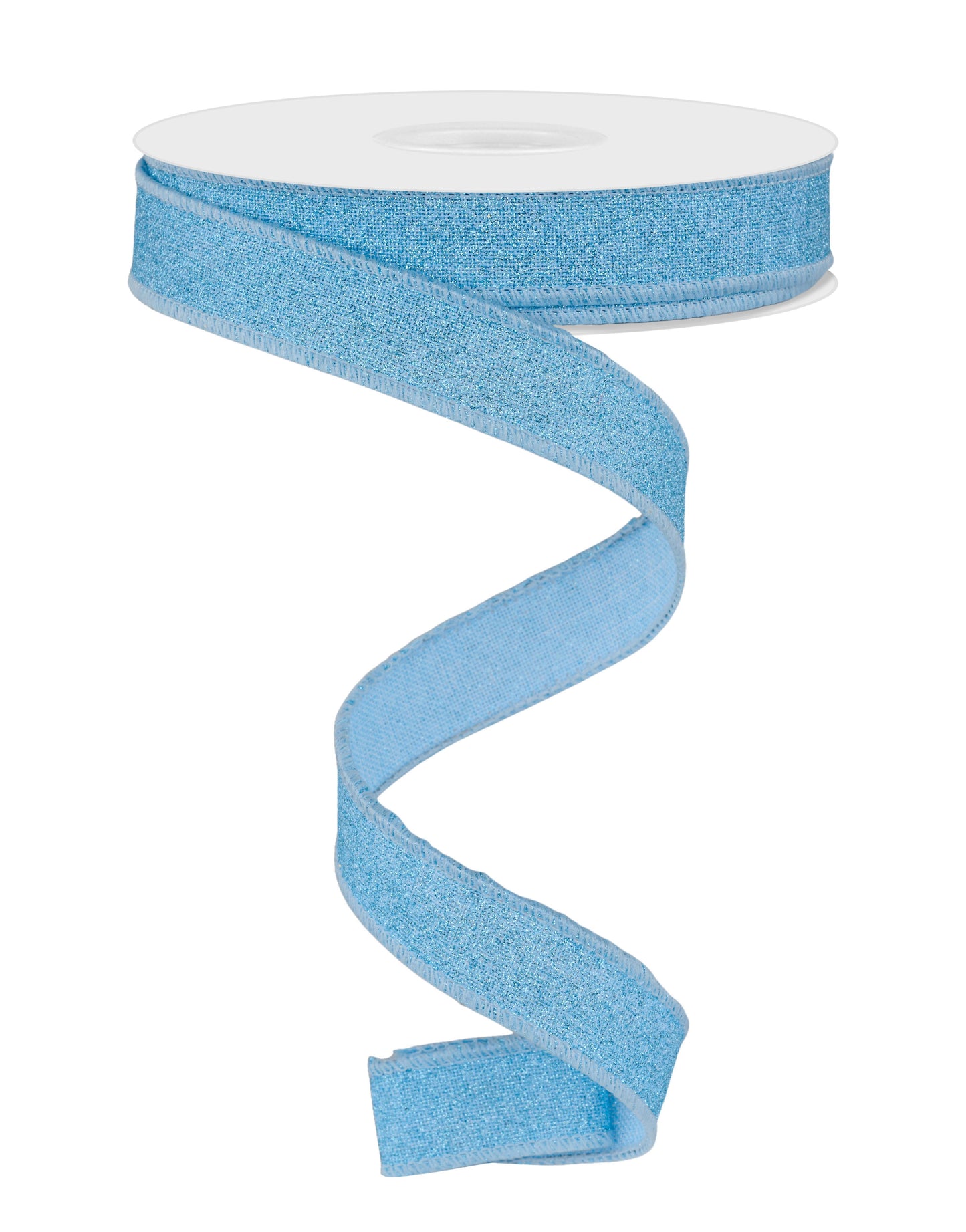 Wired Ribbon * Fine Glitter Light Blue * Canvas * 5/8" x 10 Yards * RGF1096H1