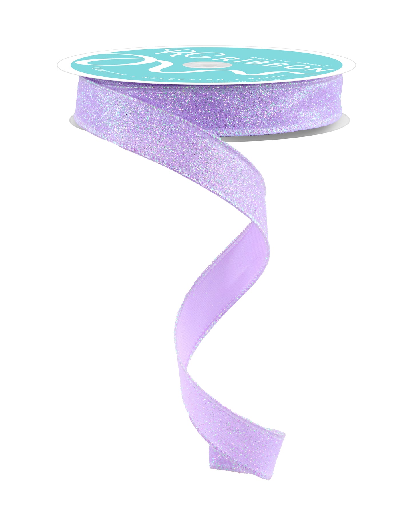 Wired Ribbon * Iridescent Glitter on Satin * Lavender * Thicker like Canvas * 5/8" x 10 Yards * RGF147813