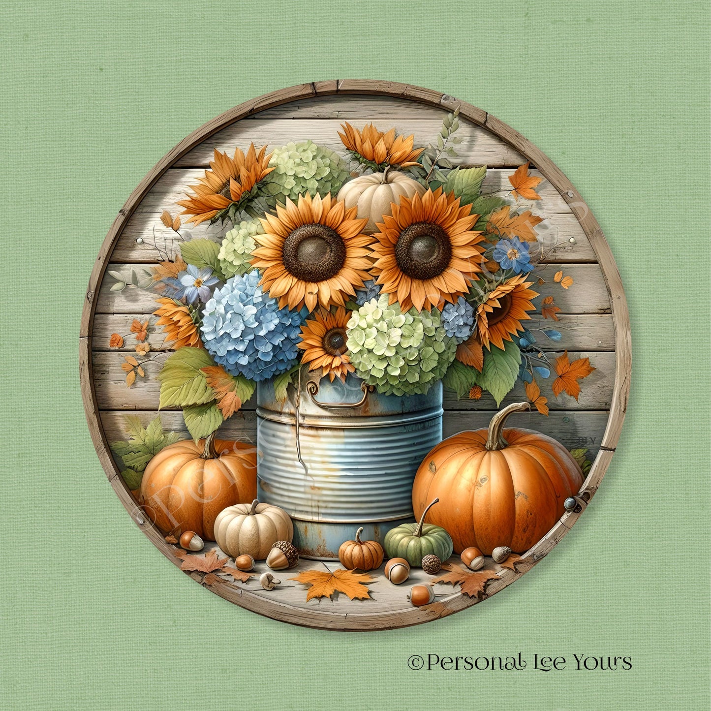 Wreath Sign * Rustic Fall Display * Round * Lightweight Metal