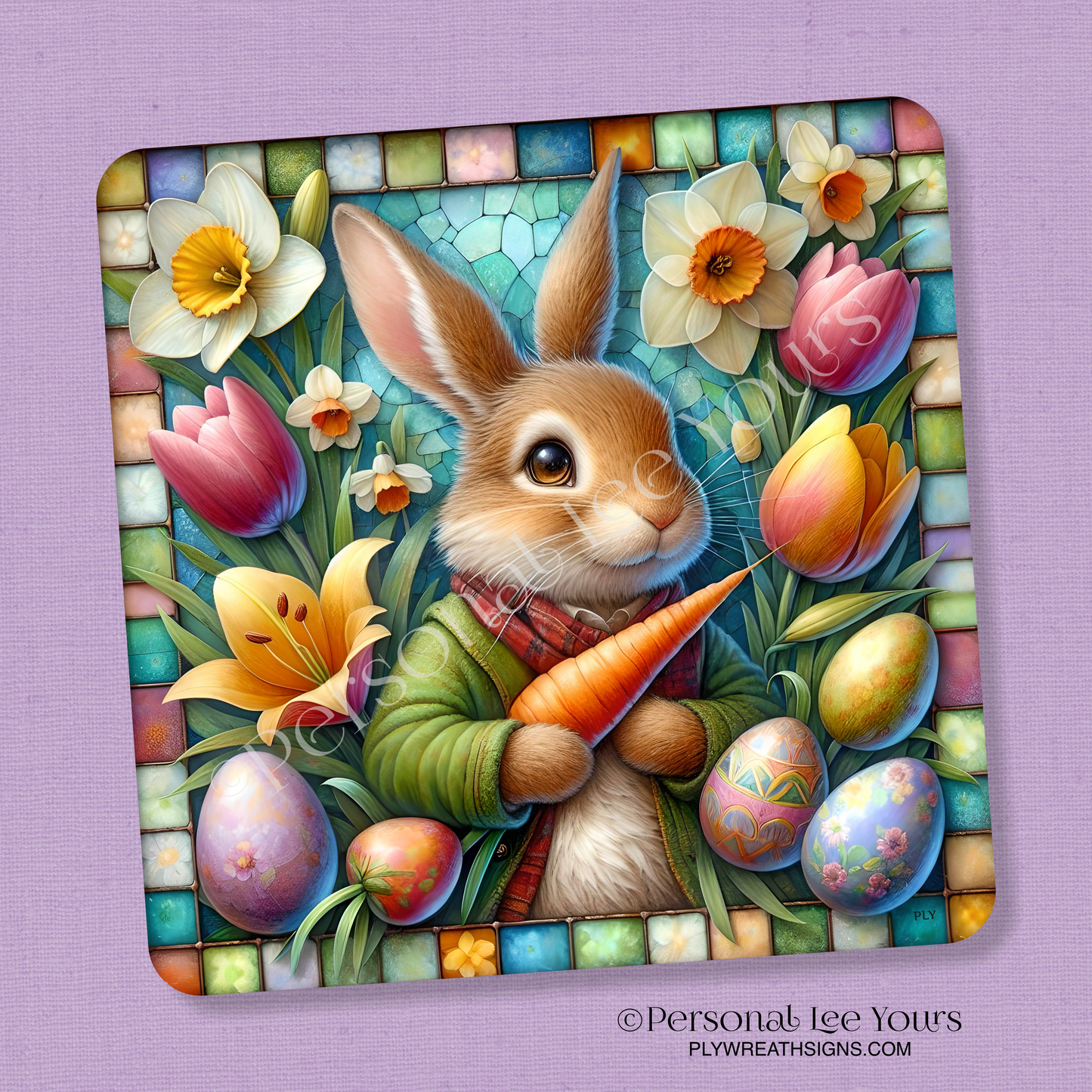 Wreath Sign * Easter, Spring Gifts, Bunny * 3 Sizes * Lightweight Metal