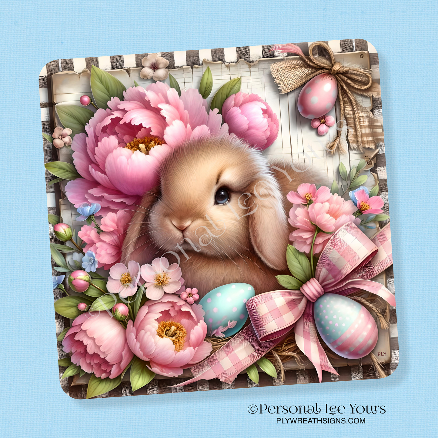 Wreath Sign * Easter, Spring Surprise, Bunny * 3 Sizes * Lightweight Metal