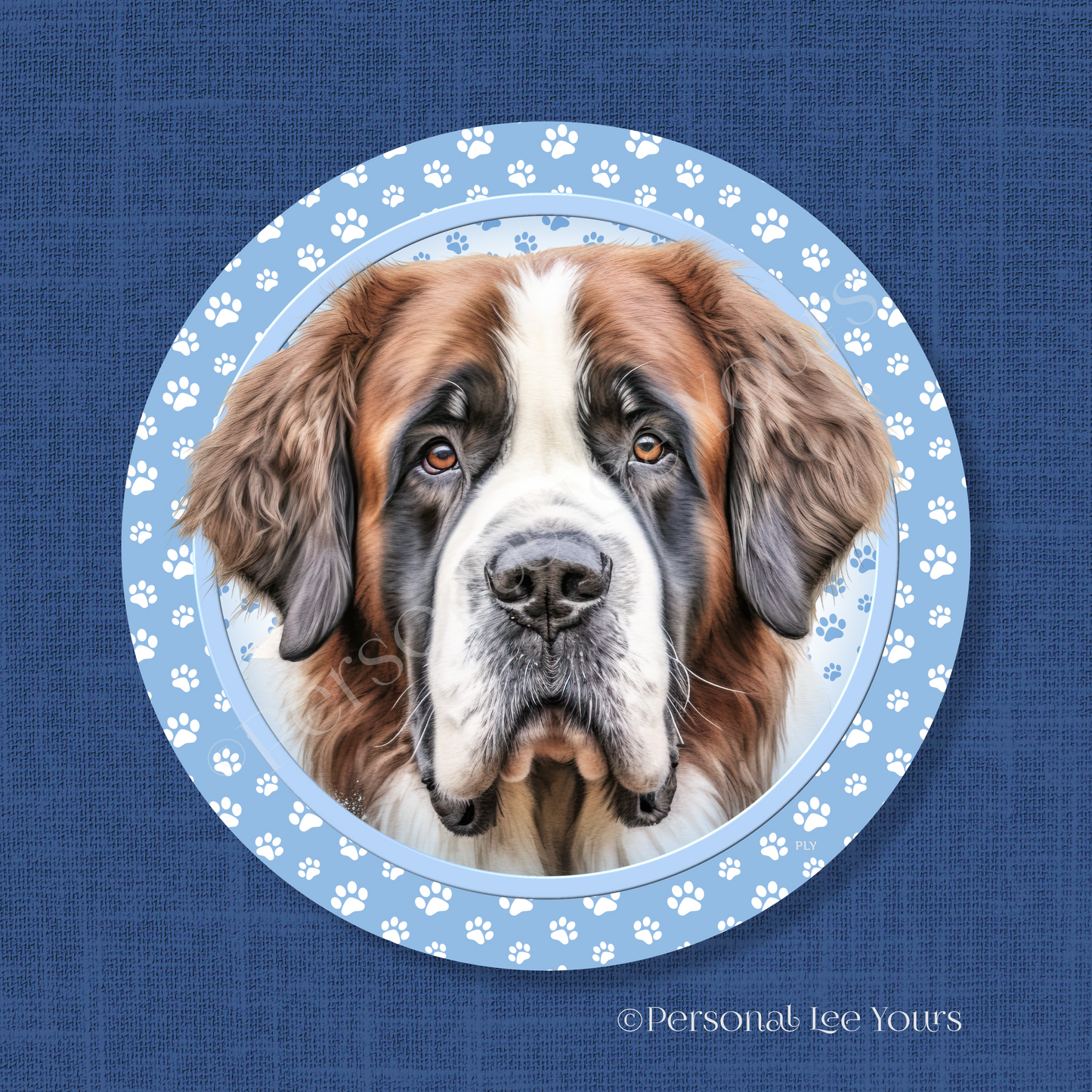 Dog Breed Wreath Sign * St. Bernard * Round * Lightweight Metal