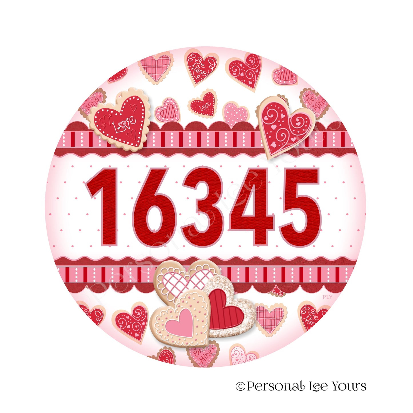 Personalized Wreath Sign * Valentine's Day * Your House Number * Round * Lightweight Metal