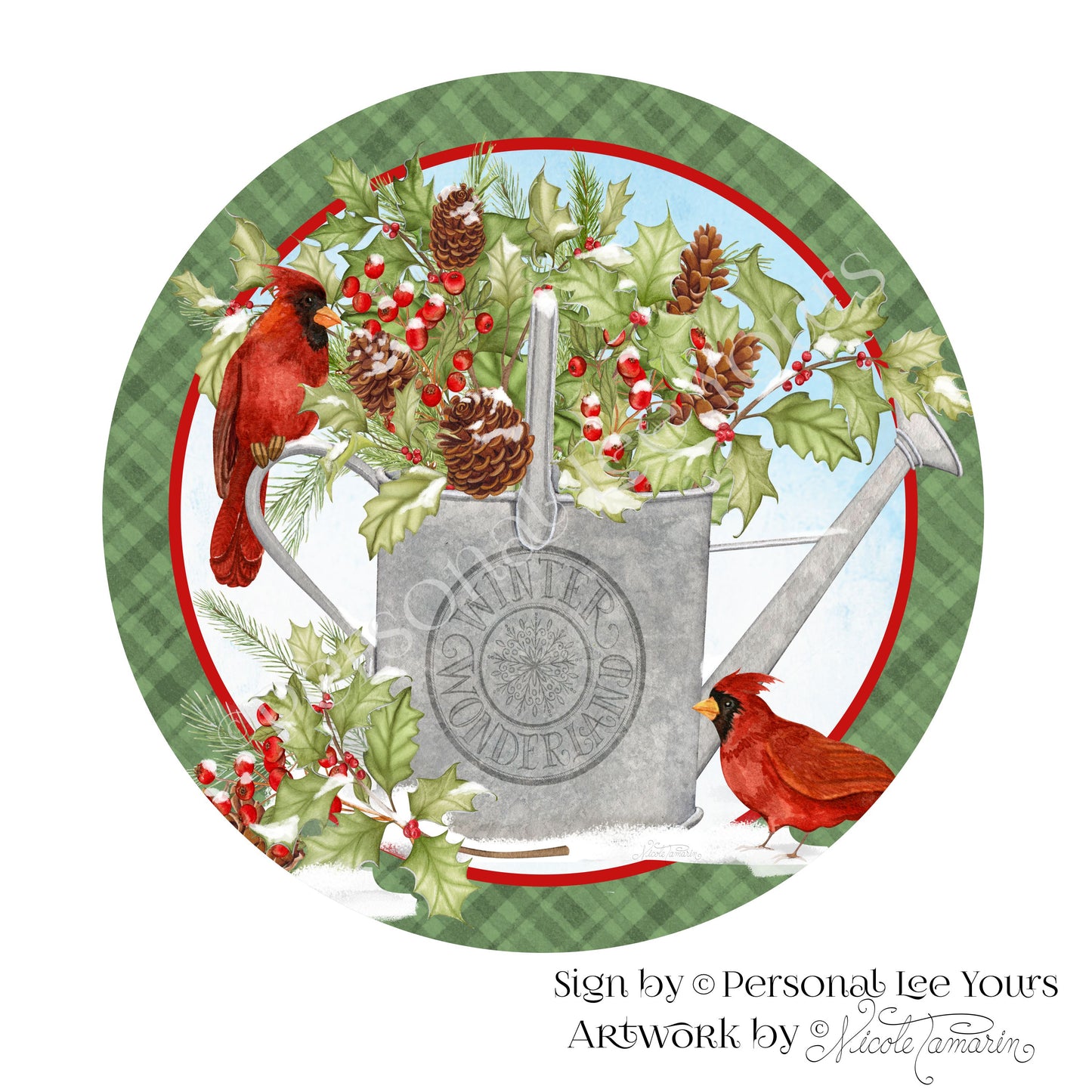 Nicole Tamarin Exclusive Sign * Winter Cardinals * Round * Lightweight Metal