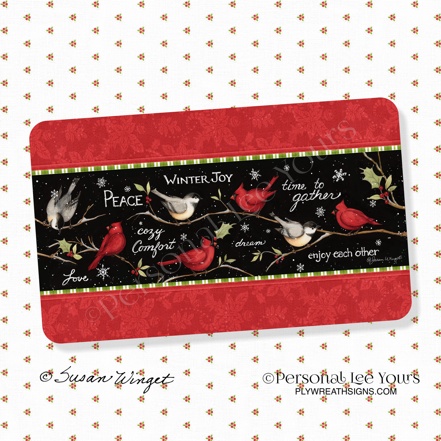 Susan Winget Exclusive Sign * Winter Joy * Horizontal * 3 Sizes * Lightweight Metal