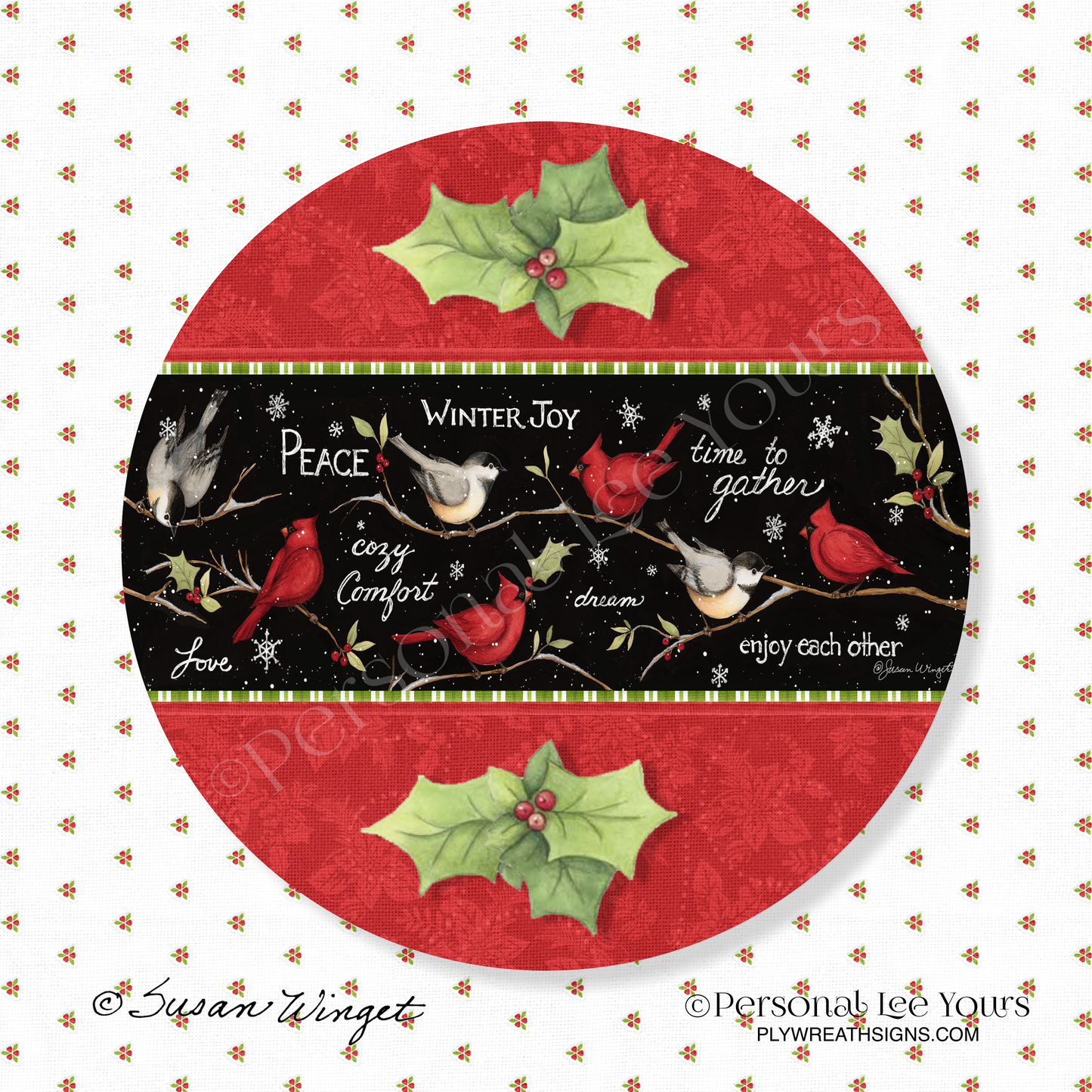 Susan Winget Exclusive Sign * Winter Joy * Round * Lightweight Metal