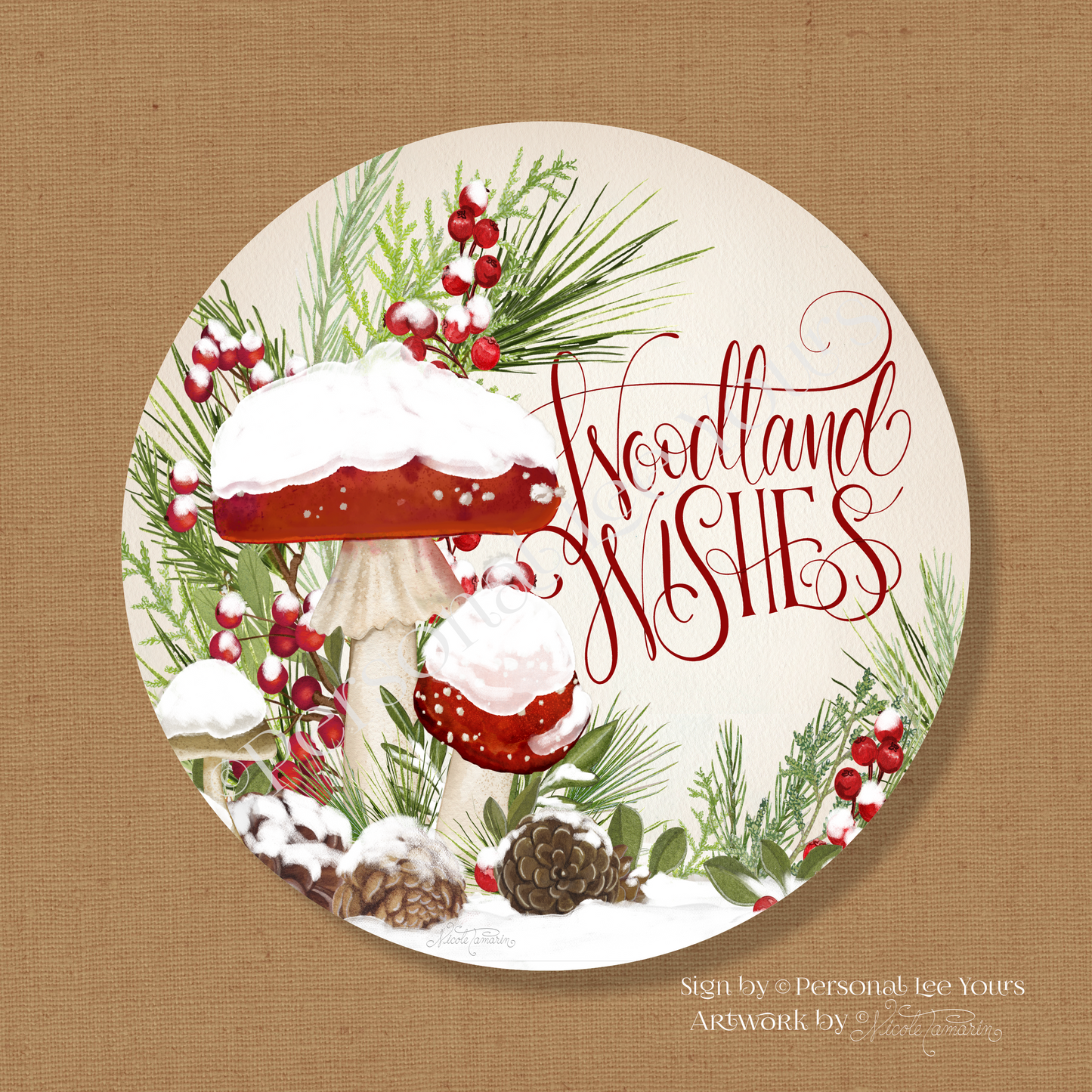 Nicole Tamarin Exclusive Sign * Woodland Wishes * 4 sizes * Round * Lightweight Metal